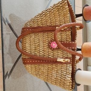 Michael Kors extra large straw and leather tote.